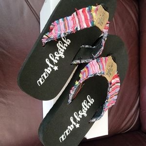 SALE!! GYPSY JAZZ- PINK MULTI FLIP FLOPS